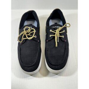 Tommy Hilfiger mens size 10.5 black Canvas Boat Shoes